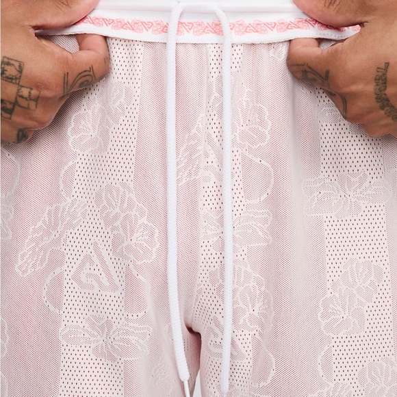 Nike Dri-FIT Men’s Basketball White Red Drawstring Shorts Size Large - Picture 3 of 15